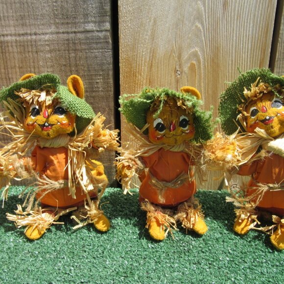 Lot of 6 Annalee 2007 Fall Autumn Thanksgiving Scarecrow Figures Mouse - Picture 2 of 8